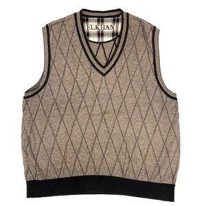 Elkhan Men's Black & Tan Pullover Sweater Vest